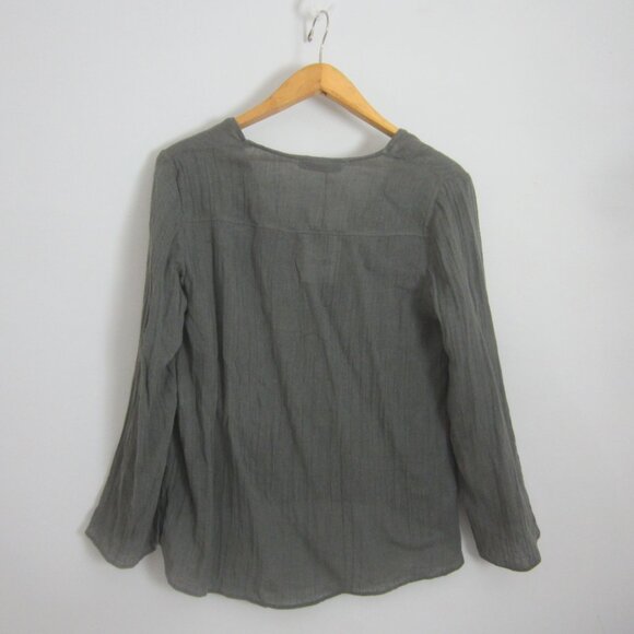 New Zara Womens XS Gray Long Sleeve V Neck LInen Tunic Shirt NWT $70 X-Small - Picture 6 of 8
